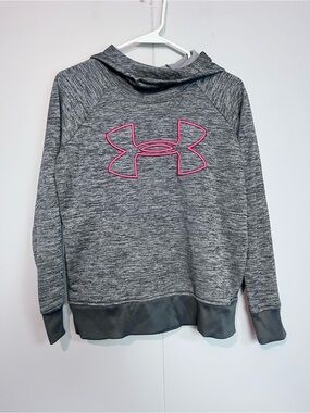 Under Armour ColdGear Hoodie XS Loose Fit Grey Pink Logo